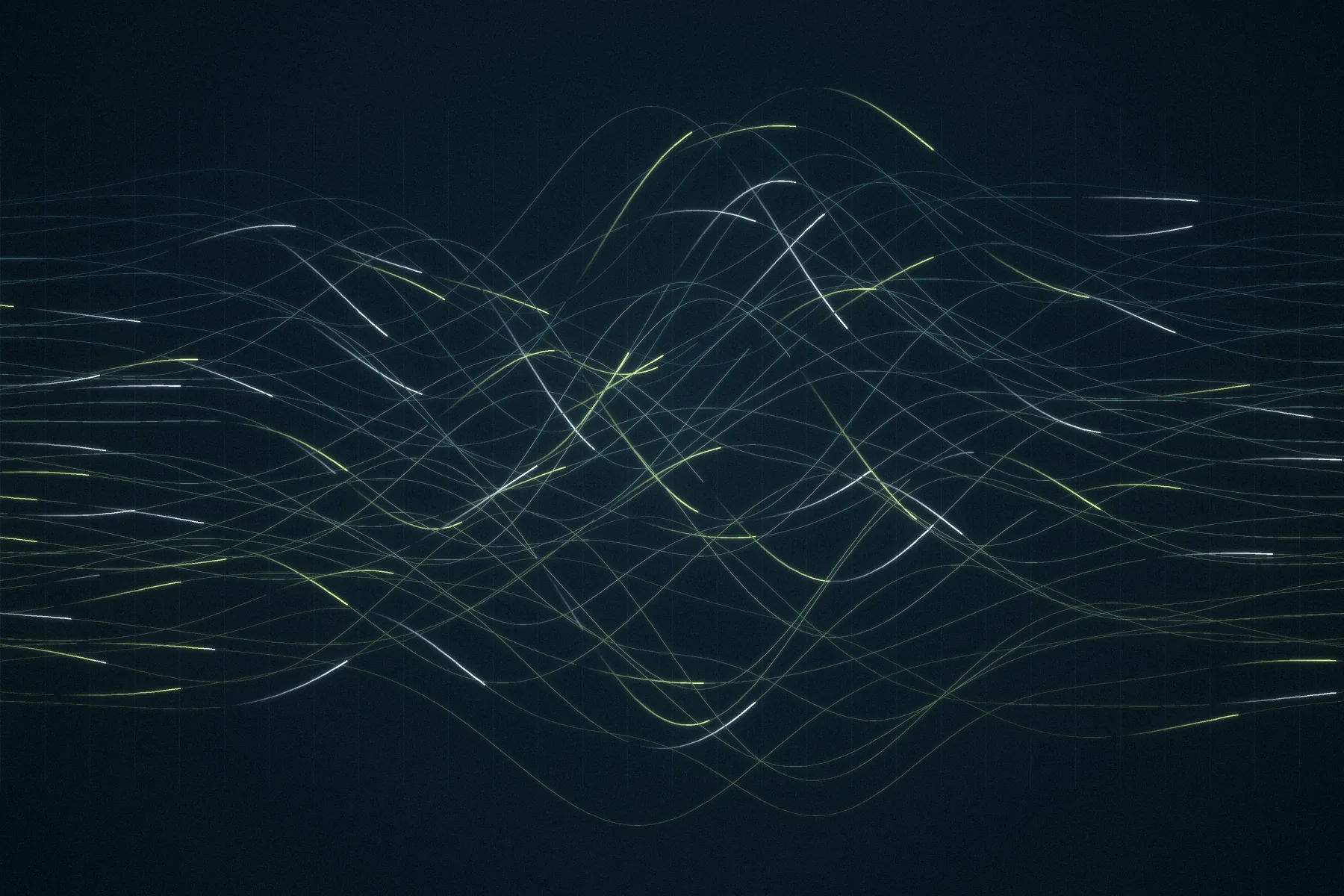 Flowing bands of light representing streams of business data