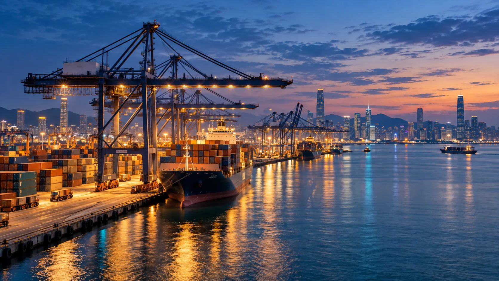 International container port connecting shipping routes and markets